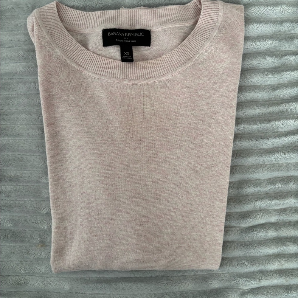 Banana Republic Light Pink Forever Crew Neck Sweater - Picture 2 of 9